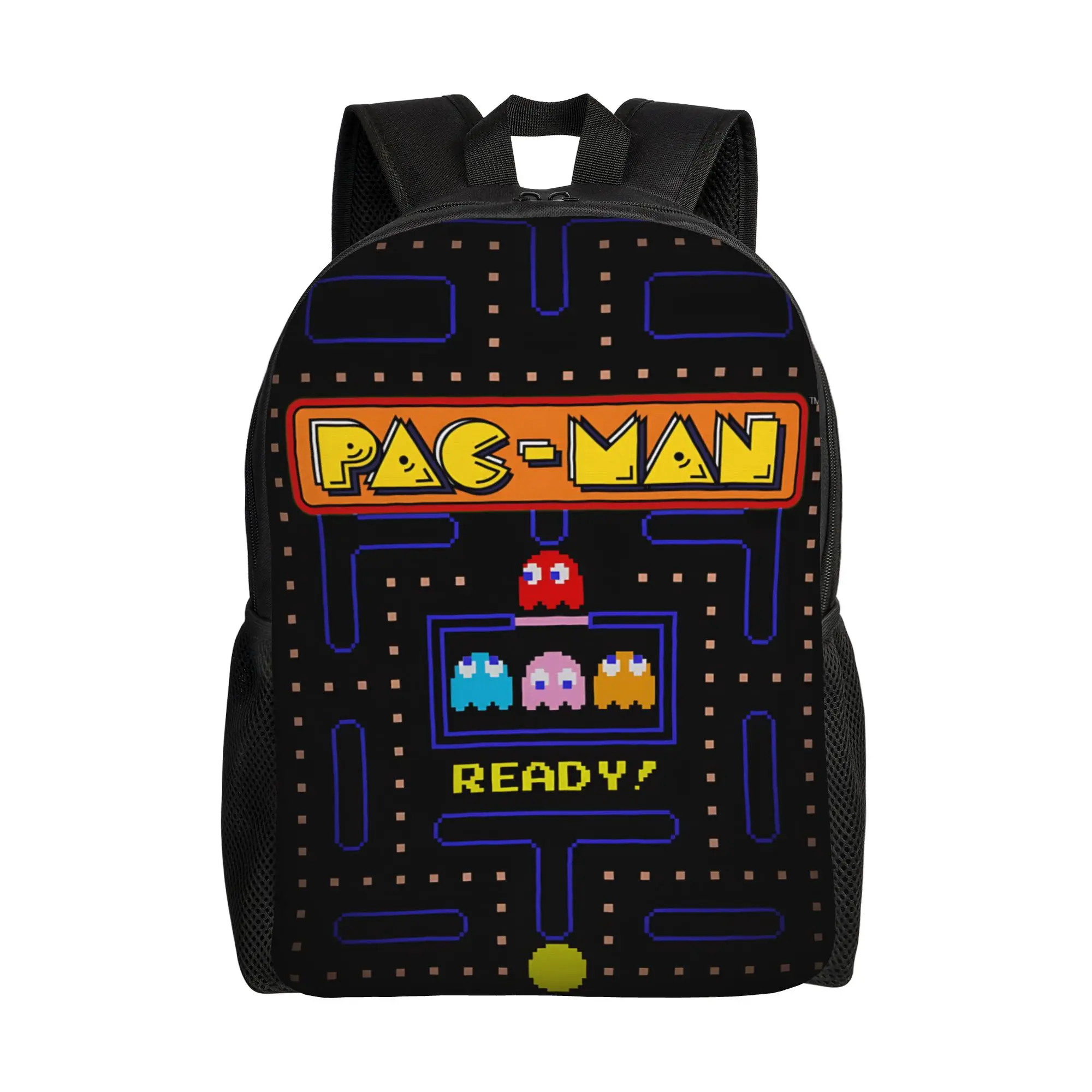 Bandai PAC MAN game backpack ita bag  mochila Kawaii Office Work Zipper Closure Rucksack