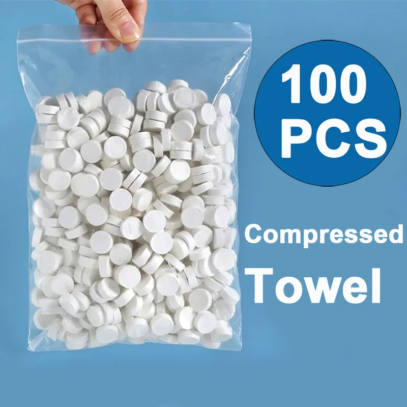 100PCS Compressed Towel Soft Disposable Coin Tissue Portable Mini Compressed Towel Absorbent Travel BBQ Outdoor Camping