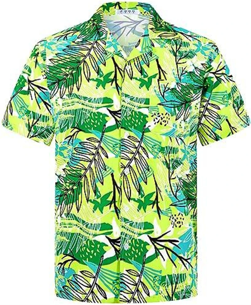 

Buttoned Shirts For Men Flower 3D Printed Hawaiian Shirt Casual Fashion Streetwear Short Sleeves Tops Beach Vacation Party 5XL