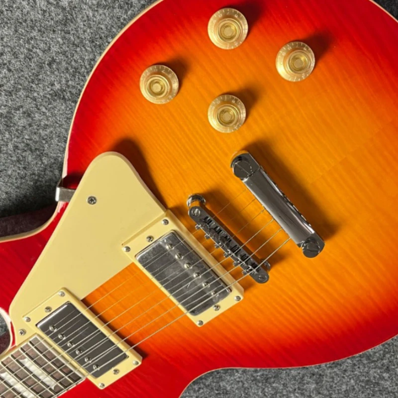 

New Year Gift Free Delivery Orange Red LPAUL Mahogany Body Ebony Fingerboard Electric Guitar HH Pickups