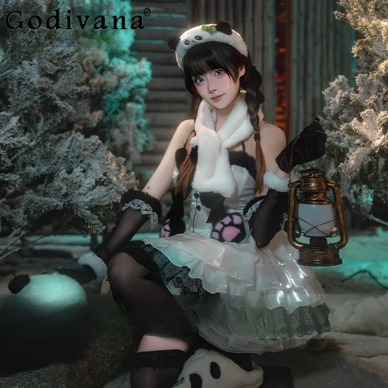 

Panda Anime Game Dress for Women Cosplay Costume Two Dimensional Role Playing Dress Female Carnival Anime Dress Suit