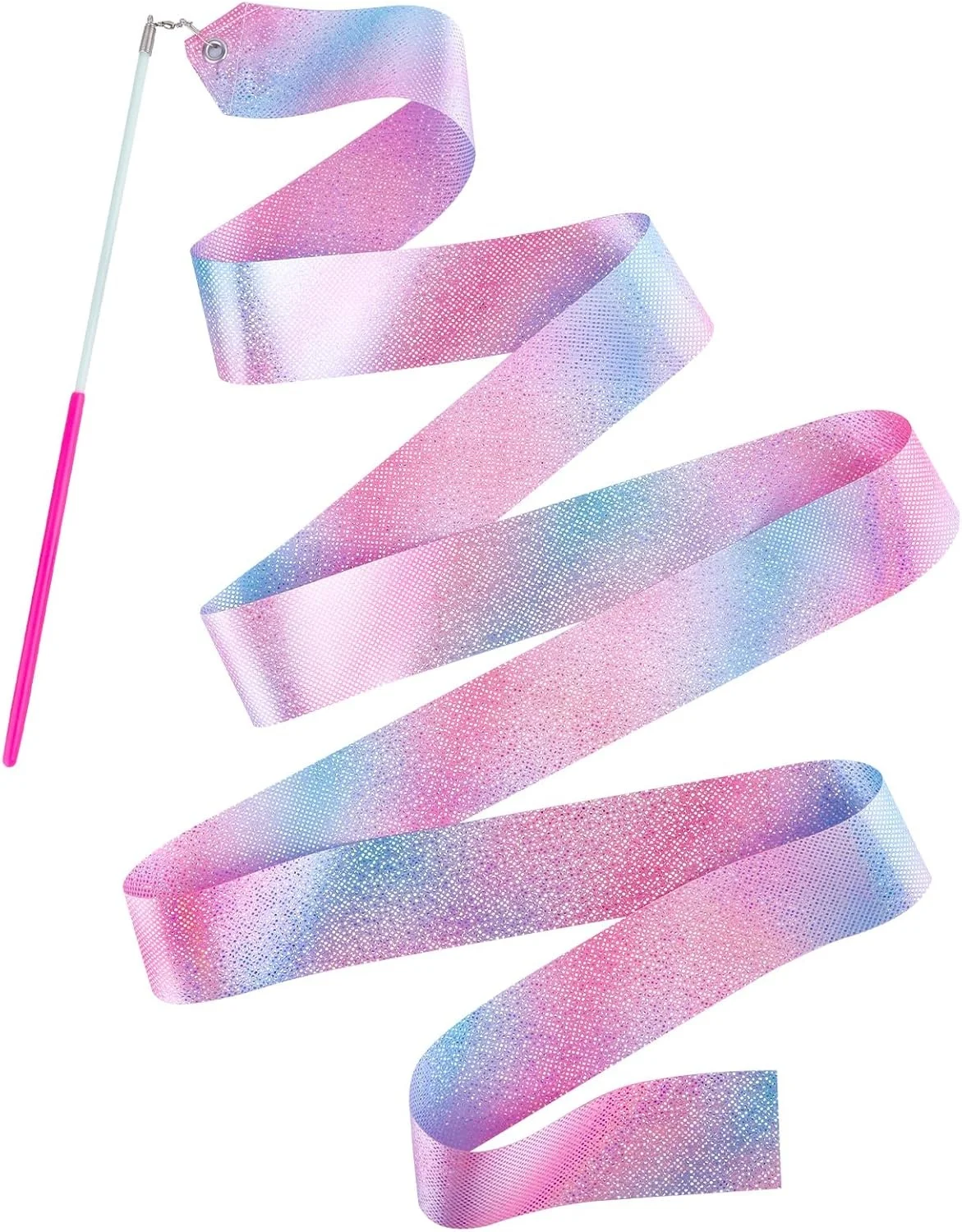 50 unids/lote varita de baile brillante cinta giratoria Streamer princesa Ballet bailarina banda de gimnasia regalos de fiesta de cumpleaños