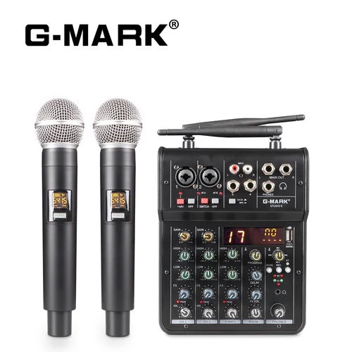 Mezclador de sonido de audio con micrófono G-MARK Studio 6 Consola de DJ portátil Bluetooth + Tableros de mezclas de interfaz USB de 48 V para en vivo
