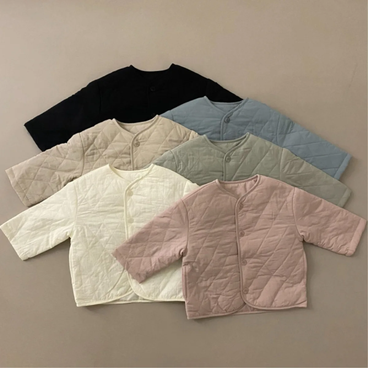 

2025 Spring New Baby Long Sleeve Coat Cotton Boys Girls Thin Padded Jacket Solid Infant Toddler Warm Casual Cardigan Coat