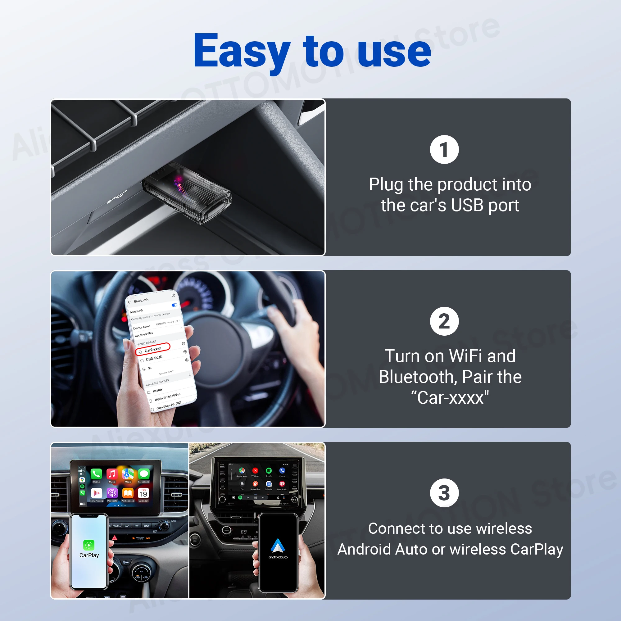 2024 Nowy mini adapter Pro 2 w 1 Wireless CarPlay Android Auto Dongle Akcesoria samochodowe do Benz Chevrolet Ford Honda Toyota VW MG