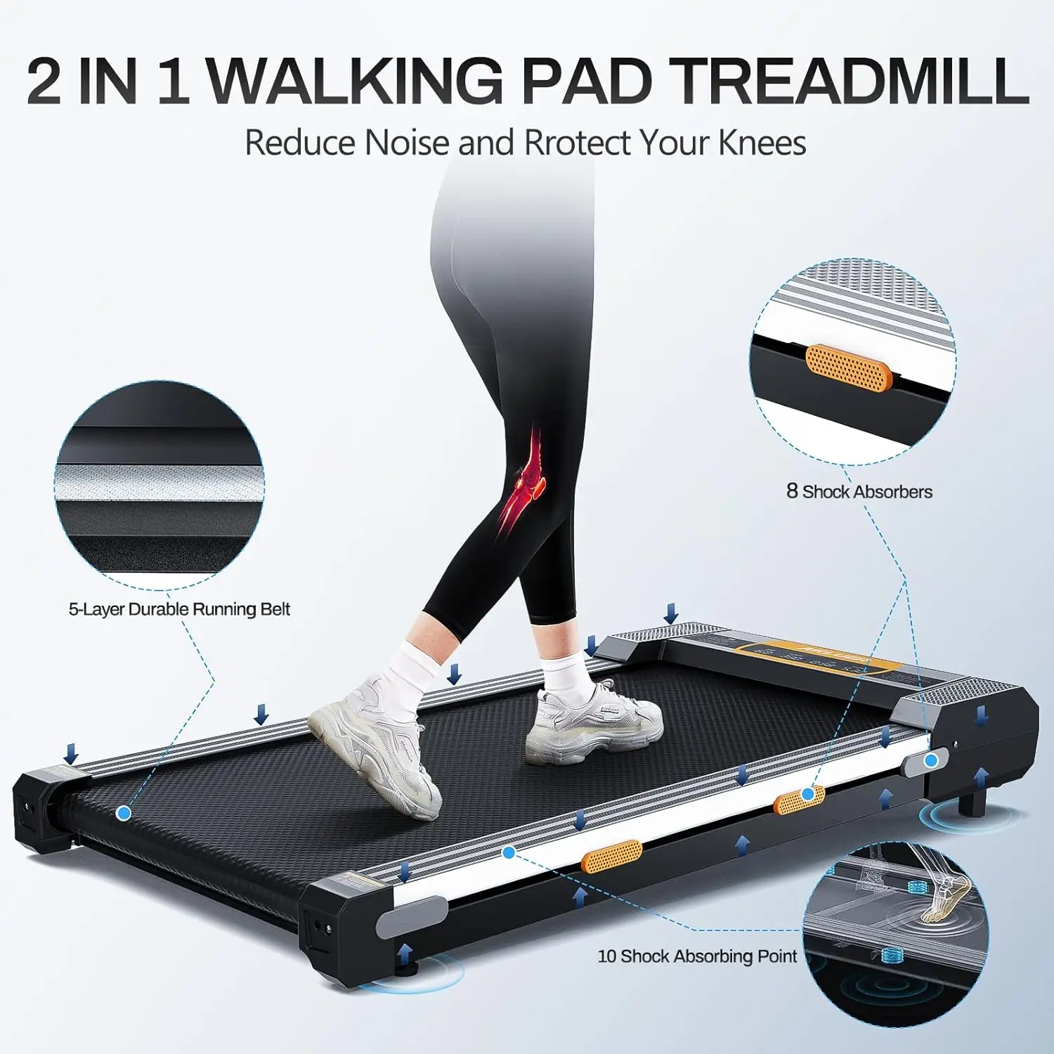 Walking Pad Treadmill with Incline Under Desk Treadmill, 2 in 1 Portable Compact Treadmill for Home with Remote Control