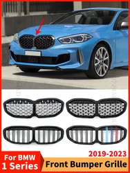 Front Bumper Inlet Double Slat Grille Diamond Grill For BMW 1 Series F40 2019-2023 128ti M135i xDrive 118i Tuning Accessories