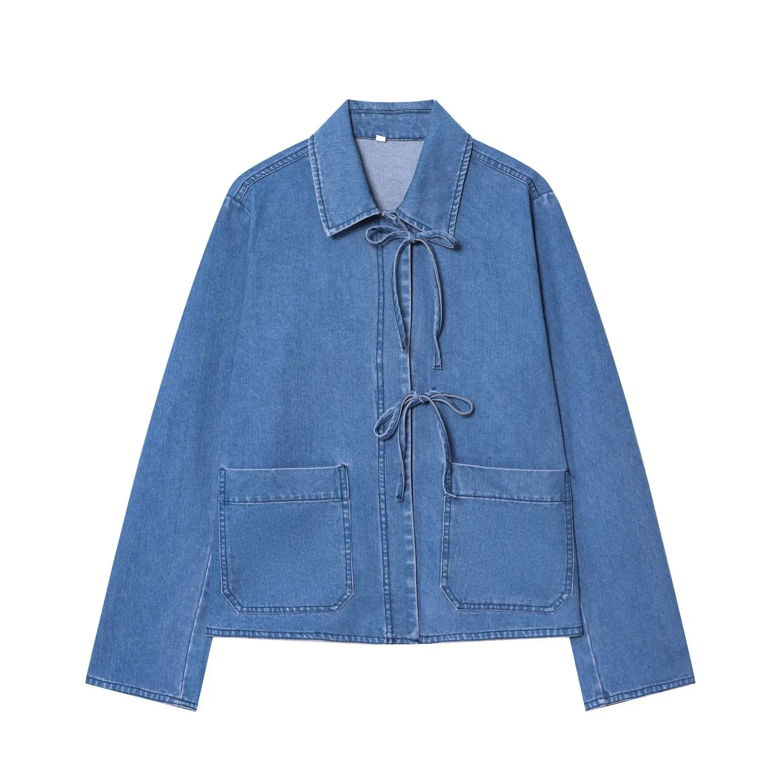Traje vaquero informal Vintage para mujer, Tops de manga larga + pantalones de pierna ancha con cintura elástica, conjuntos de ropa de calle de otoño 2025