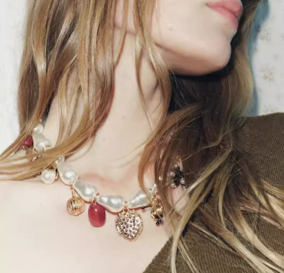 

2024, новая осенне-зимняя цепочка на ключицу с искусственным жемчугом в стиле барокко