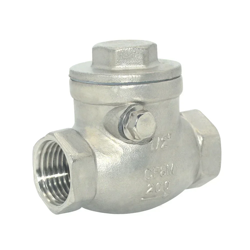 304 Stainless Steel Internal Thread 1/4 3/8 1/2 1 3/4 Horizontal Type Swing Check Valve Screw Thread Swing One-way Valves DN8/20