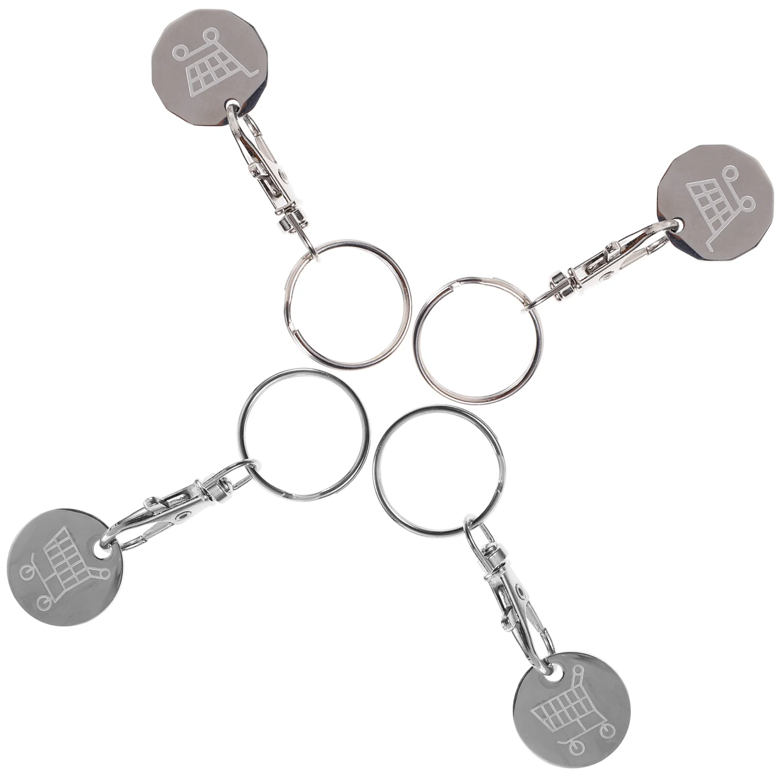 4 Pcs Cart Token Shopping Trolley Tokens Keychain Metal Ring Small Gofts Ornament Stainless Steel Coin Pendant