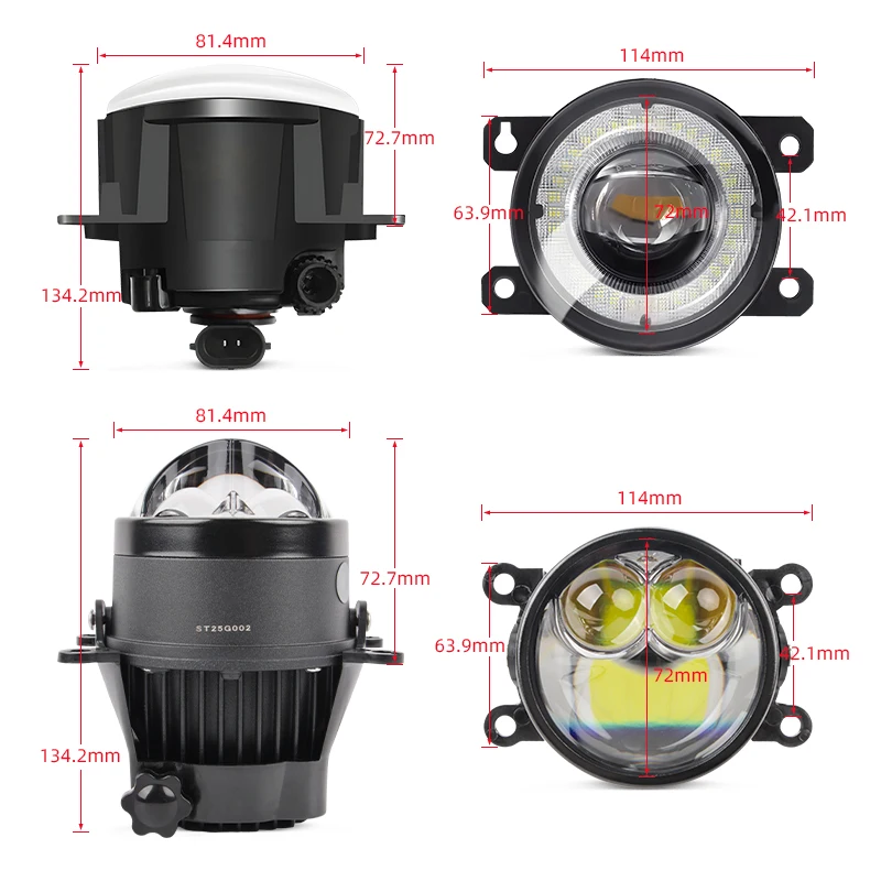 عالمية لتويوتا نيسان قوس ثنائي أدى جهاز عرض عدسة HD 3.0 مصباح الضباب 2colors 6000K 3000K 12V أضواء الضباب السيارة عالية / منخفضة