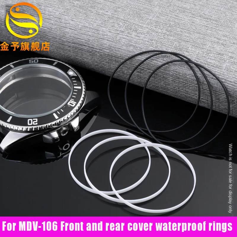 For CASIO Swordfish MDV-106 Front Cover Watch Glass Rear Cover Sealed Waterproof Ring Silicone Gasket Watch Accessories black