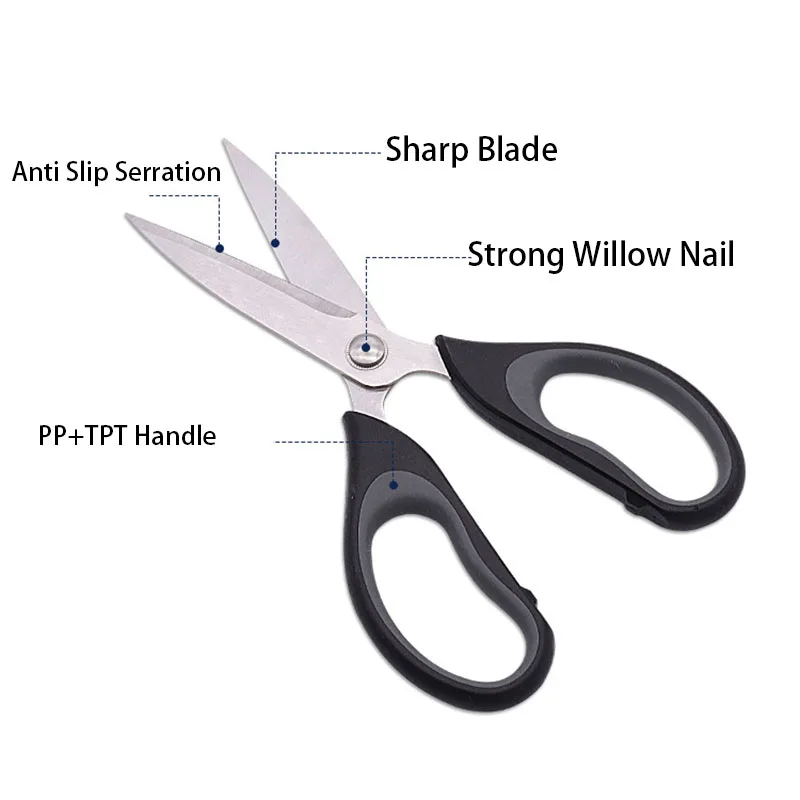 Dobeli Thép Không Gỉ Sắc Bén Lưỡi Dao Nhà Bếp Cắt Nhựa PP + TPR Tay Cầm Rau Xương Gà Kéo Hộ Gia Đình Phụ Kiện