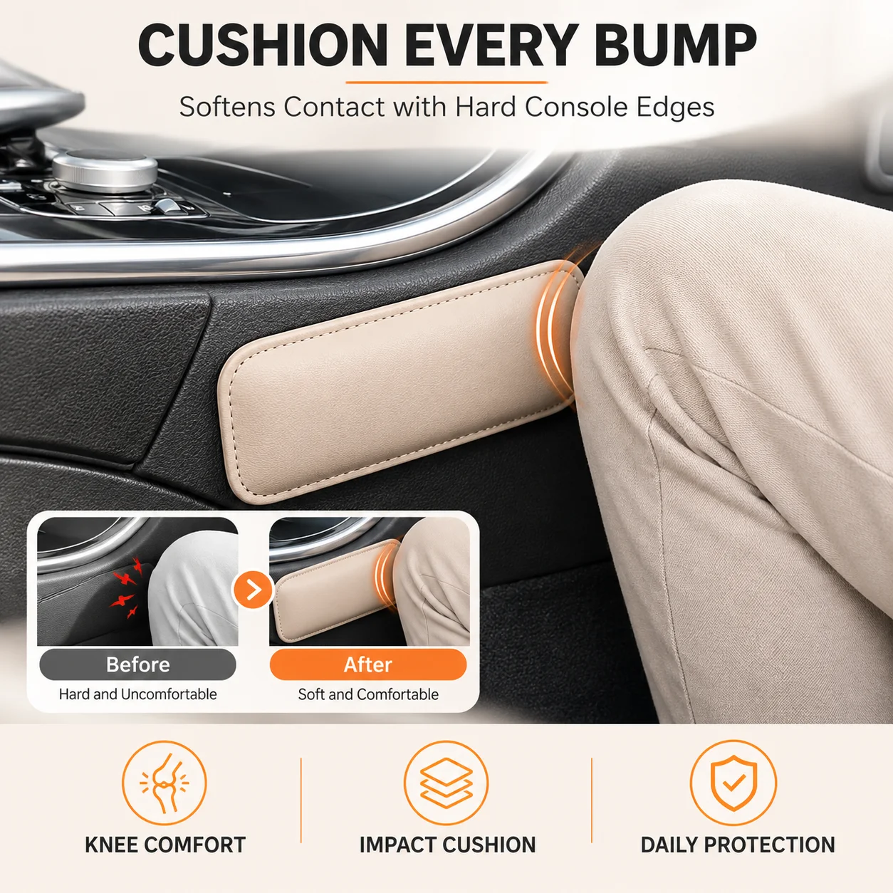 1PC Universal Car Knee Pads Leg Pads Interior Accessories Car Knee Support Car Leg Extender Cushion Comfortable Leg Cushion Soft