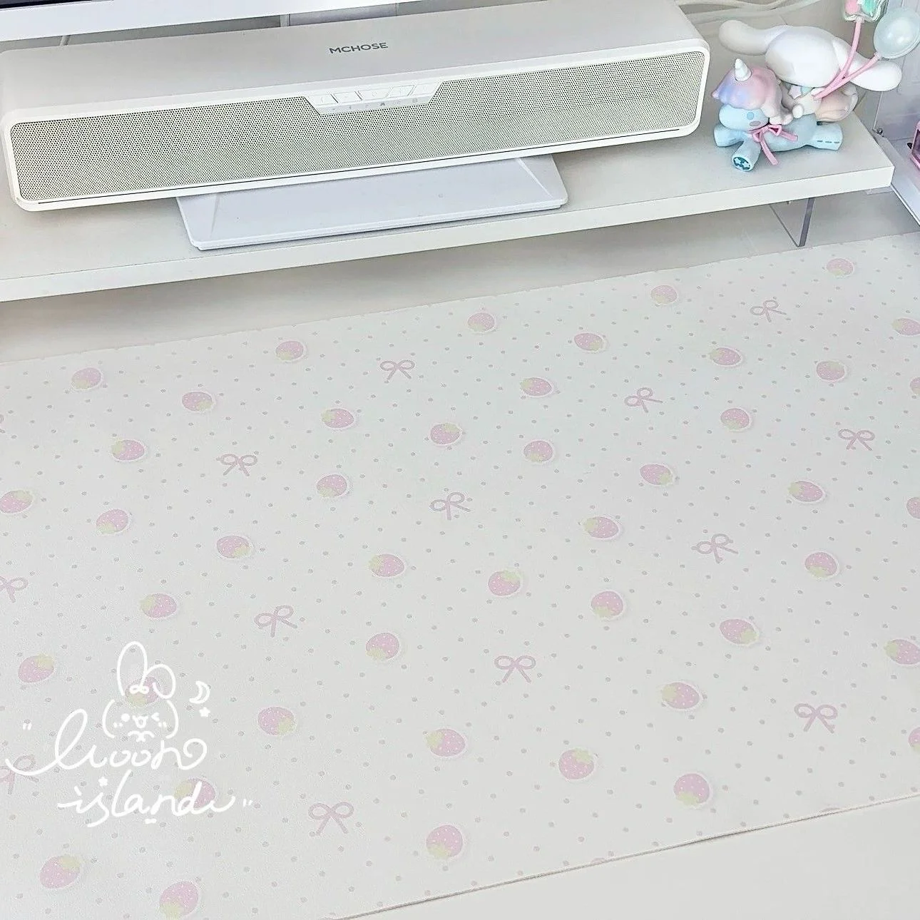 Pink Strawberry Bow PU Leather Mousepad Office Desk Mat Mouse Pad Computer Speed Type Carpet Mat Player Laptop Keyboard Cartoon