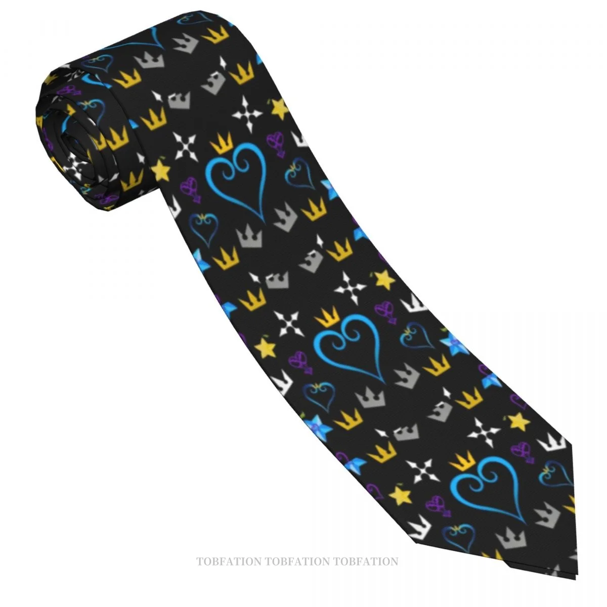 Sign Pattern Kingdom Hearts Game Classic Men's Printed Polyester 8cm Width Necktie Cosplay Party Accessory