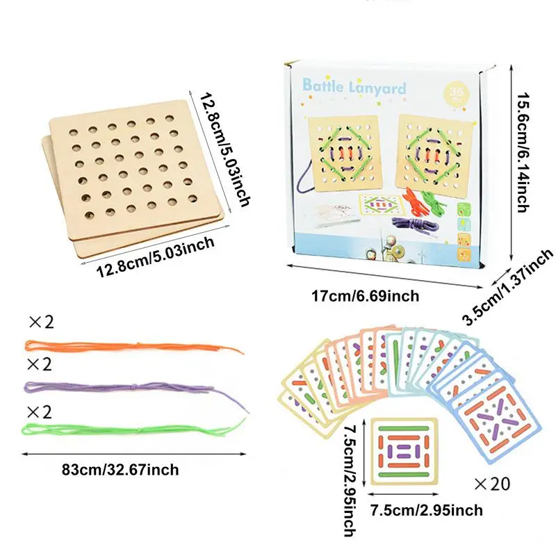 Juguetes para encordar, juguetes de cuerda, tarjetas educativas de madera con cordones, juguetes para enhebrar para niños pequeños, para mejorar la capacidad práctica, confianza