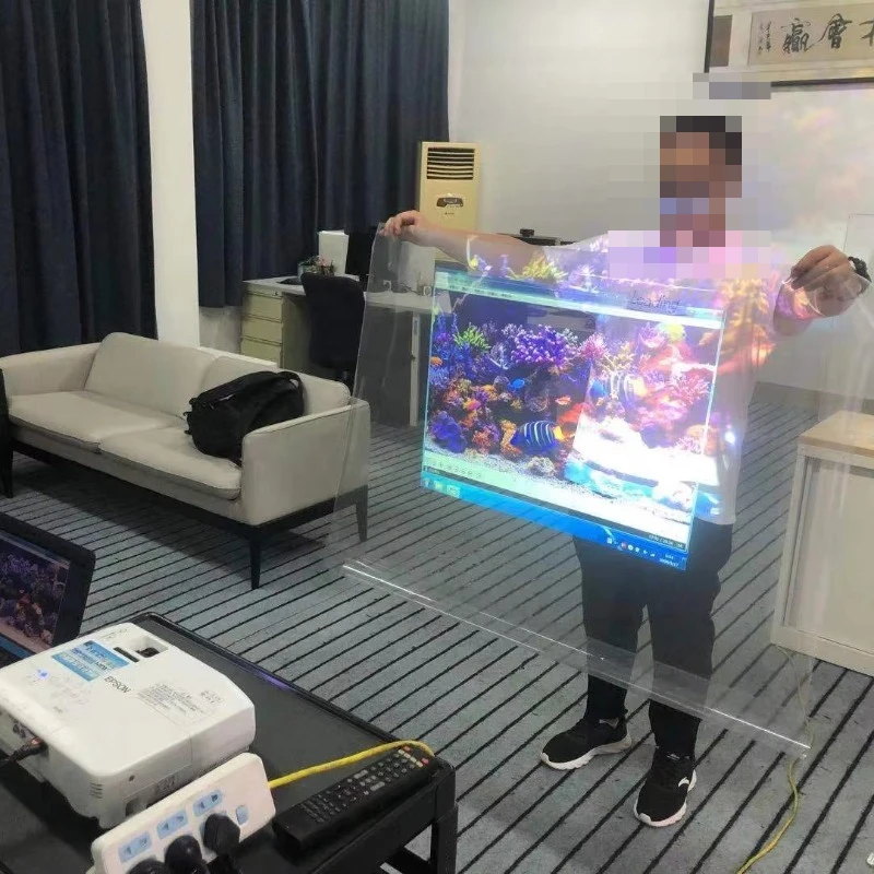 Ultra-transparent self-adhesive holographic projection film Back glass window and projection screen