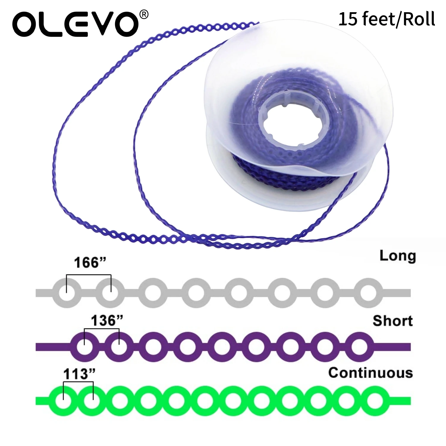 Dental Orthodontic Elastic Power Chain Ultra Powerchains Rubber Bands Long/Short/Continuous 15 Feet 4.5m Dentist Ortho Materials