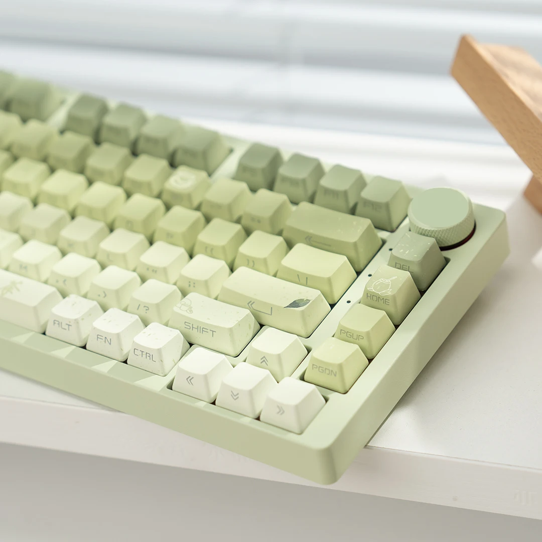 Imagem -03 - Jkdk-matcha Green Side Gravado Teclado Mecânico Keycap Translúcido Oem Keycap 68 75 84 87 98 8.0 Cortejar