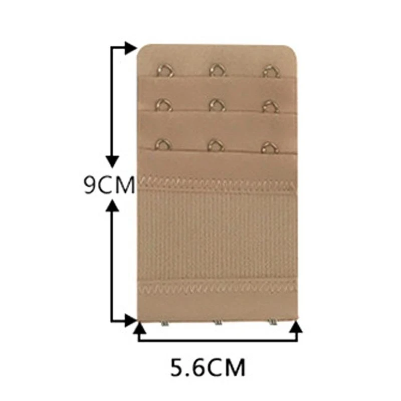 Q22D Womens 3 Hooks 3 Rows Bra Extender Soft Strap Extension Belt Lengthened Buckle