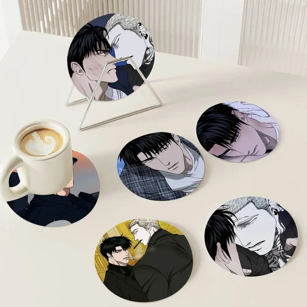 1pc Bl S-Shutlines Wooden Coaster Colour Printing Cup Mat Ho
