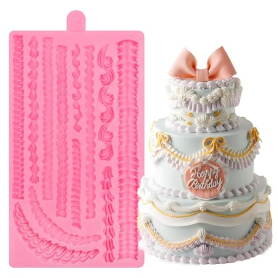 

Lambeth Cake Border Fondant Molds Whipped Cream Shaped Silicone Molds Cake Decoration Chocolate Baking Molds for Cupcake Topper