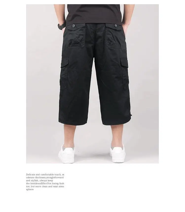 Herren Cargo-Shorts, Sommer, lockere Freizeithose, elastische Taille, große Größe, Outdoor-Jogging-Jogginghose, Trend, mehrere Taschen – Detail 14