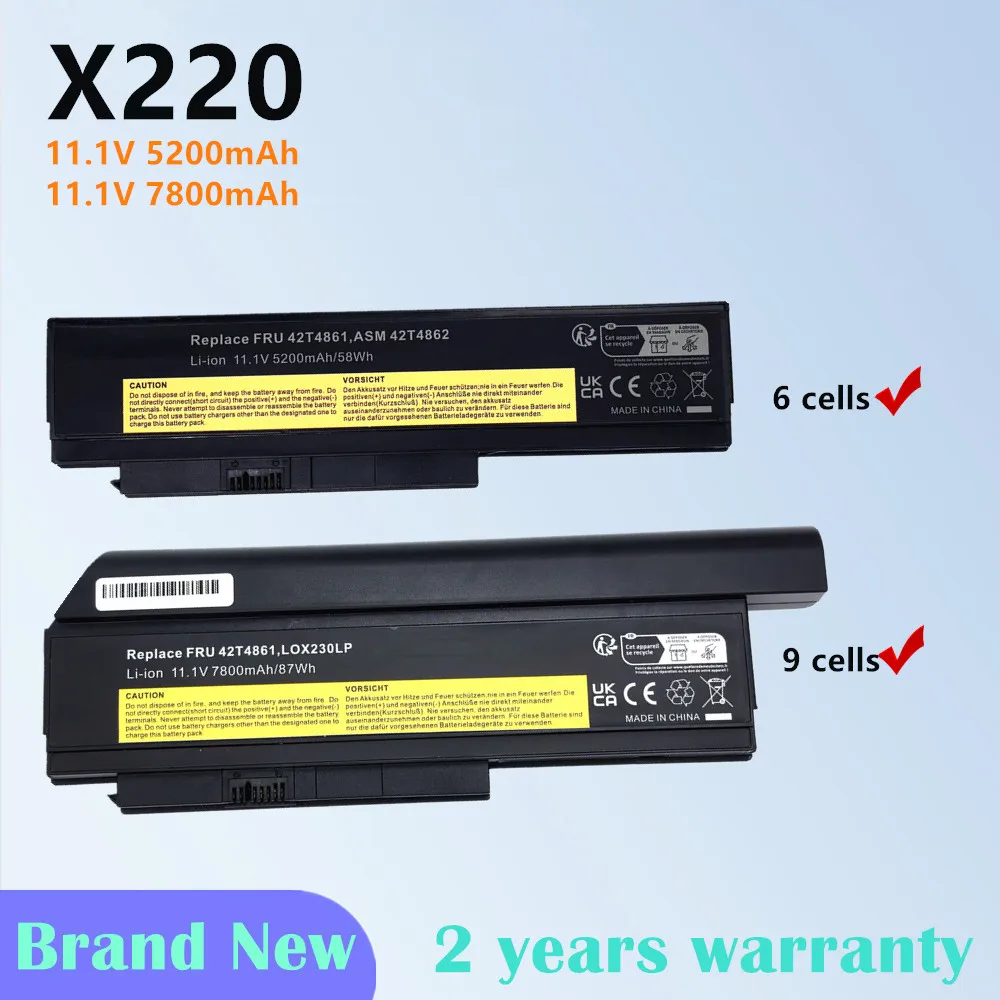 

Laptop Battery For Lenovo ThinkPad X220 X220i X220S series 42T4899 42T4900 42T4942 42T4872 42T4865 42T4866