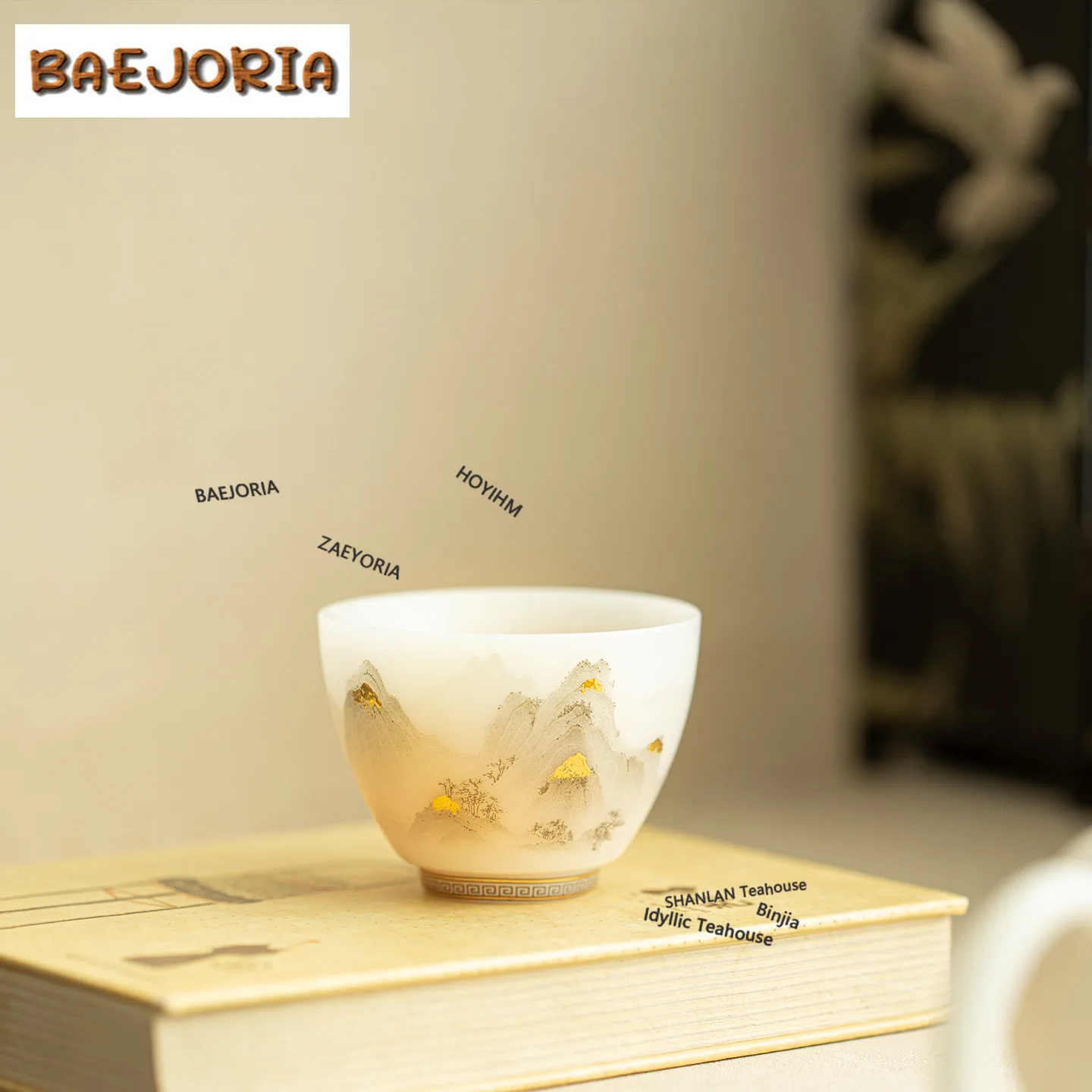 BAEJORIA 90ml Ice Seed Biscuiting Gold Drawing Teacup Luxury Tea Bowl Jug Tea-tasting Personal Cup Chazhan Master Cups Drinkware
