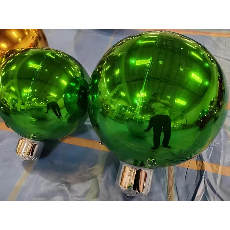 Bola de espelho inflável de natal ao ar livre brilhante pvc espelho balão esferas gigantes bolas de brilho gigante ornamentos personalizados