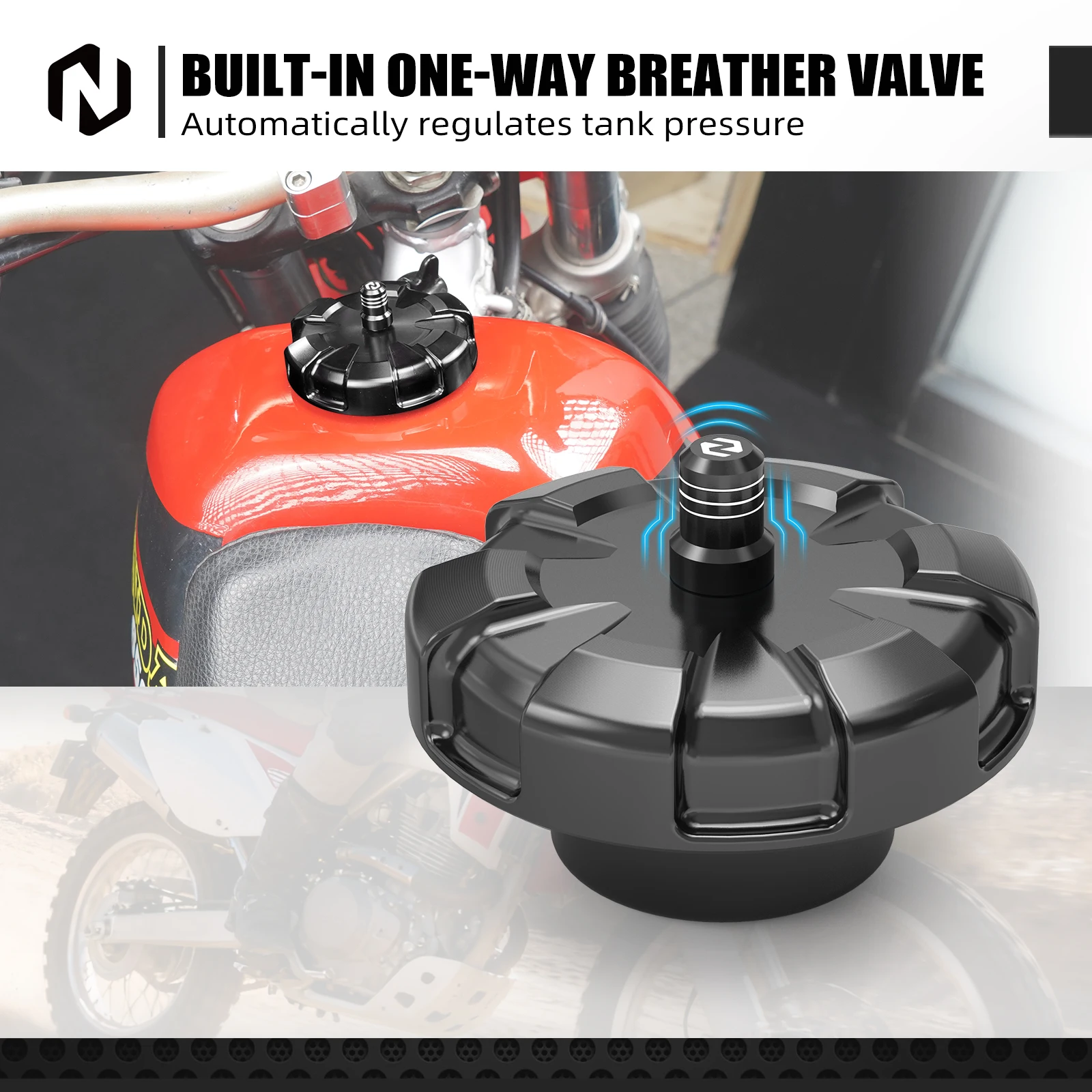 NICECNC Motorcycle Gas Cap For Honda XR650L XR 650L 1993-2025 Billet Aluminum Fuel Tank Cover Keyless Gas Tank Cap One-Way Valve