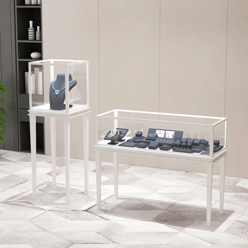 Benutzer definierte, Design Luxus Einzelhandel geschäft Display bunte Schränke Glas Metall Schmuck Vitrine Kiosk