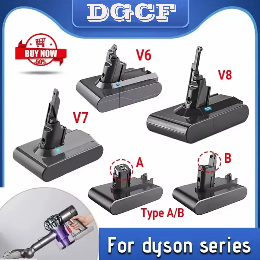 

V6 Battery for Dyson, 21.6V 6000mAh Battery for Dyson V6 Vacuum Cleaner DC58,DC59,DC62,650,770,880,SV03,SV04,SV05,SV06,SV07,SV09