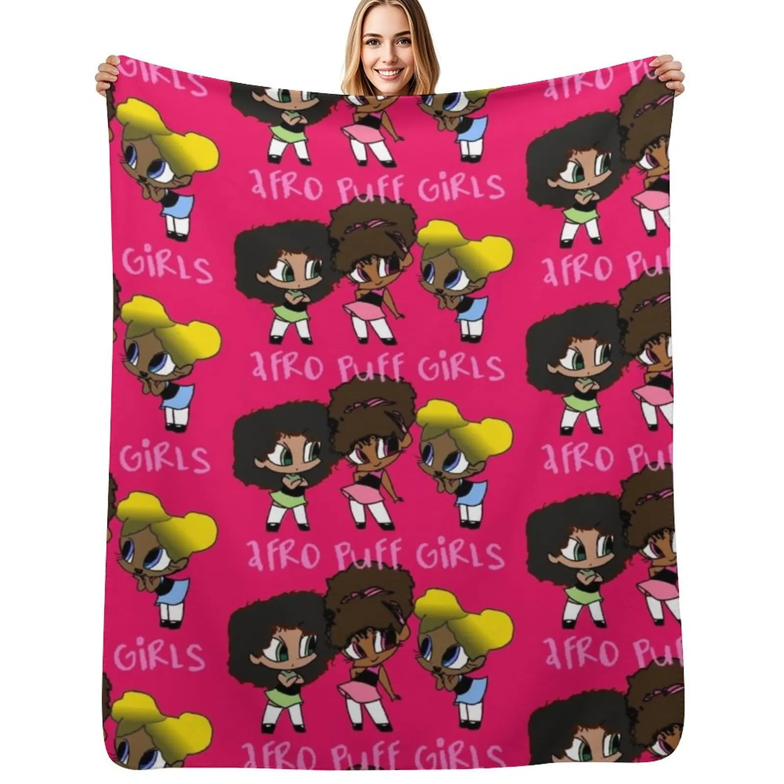 

Afro Puff Girls Throw Blanket Cozy Throw Blanket Birthday Gift for Him Her