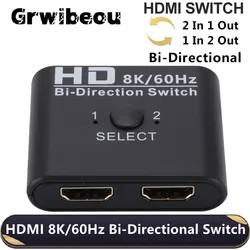 HDMI Switch Splitter 8K 60Hz 4K120Hz Bi-Direction 1 in 2/2 in 1 HDMI Switcher out for TV Xiaomi Xbox Series X PS4 HDMI Monitor