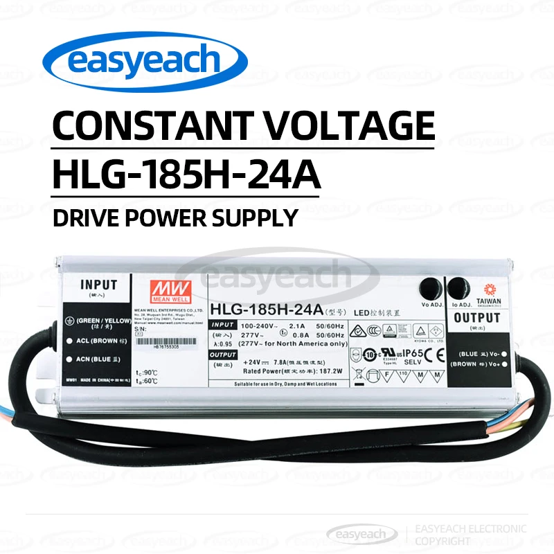 

MEAN WELL HLG-185H-12A/12B/24A/24B/30A/36A/36B/42A/48A Импульсный источник питания Светодиодный драйвер постоянного тока