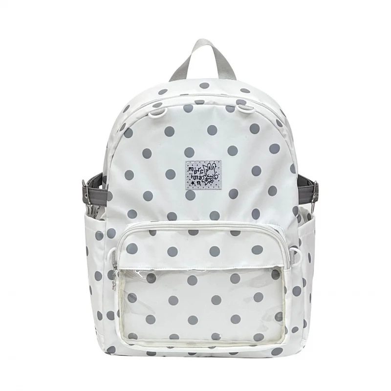 Tas ransel polkadot lucu untuk mahasiswi, estetika tinggi, kapasitas besar, ringan, cocok untuk sekolah