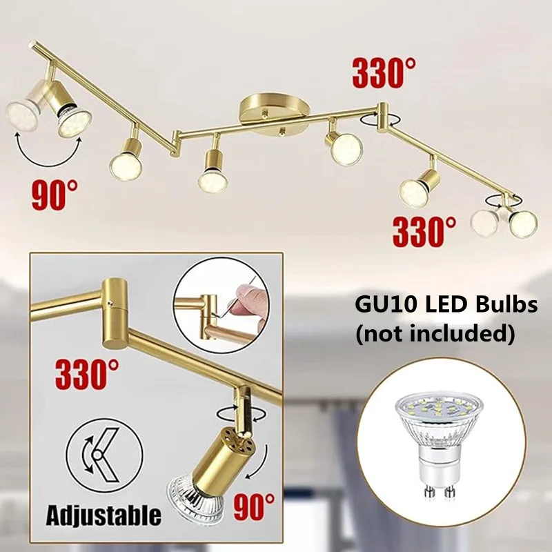 Foldable led Ceiling Spotlight GU10/E27 Socket Modern Gold/Chrome/Black Ceiling Light Living Room Bedroom Long Ceiling Lamps