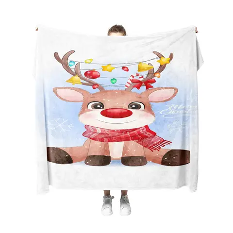 Tuniu Cute Christmas Baby Deer Fleece Blanket for Kids Teens Adults Soft Warm Cozy Throw Blanket
