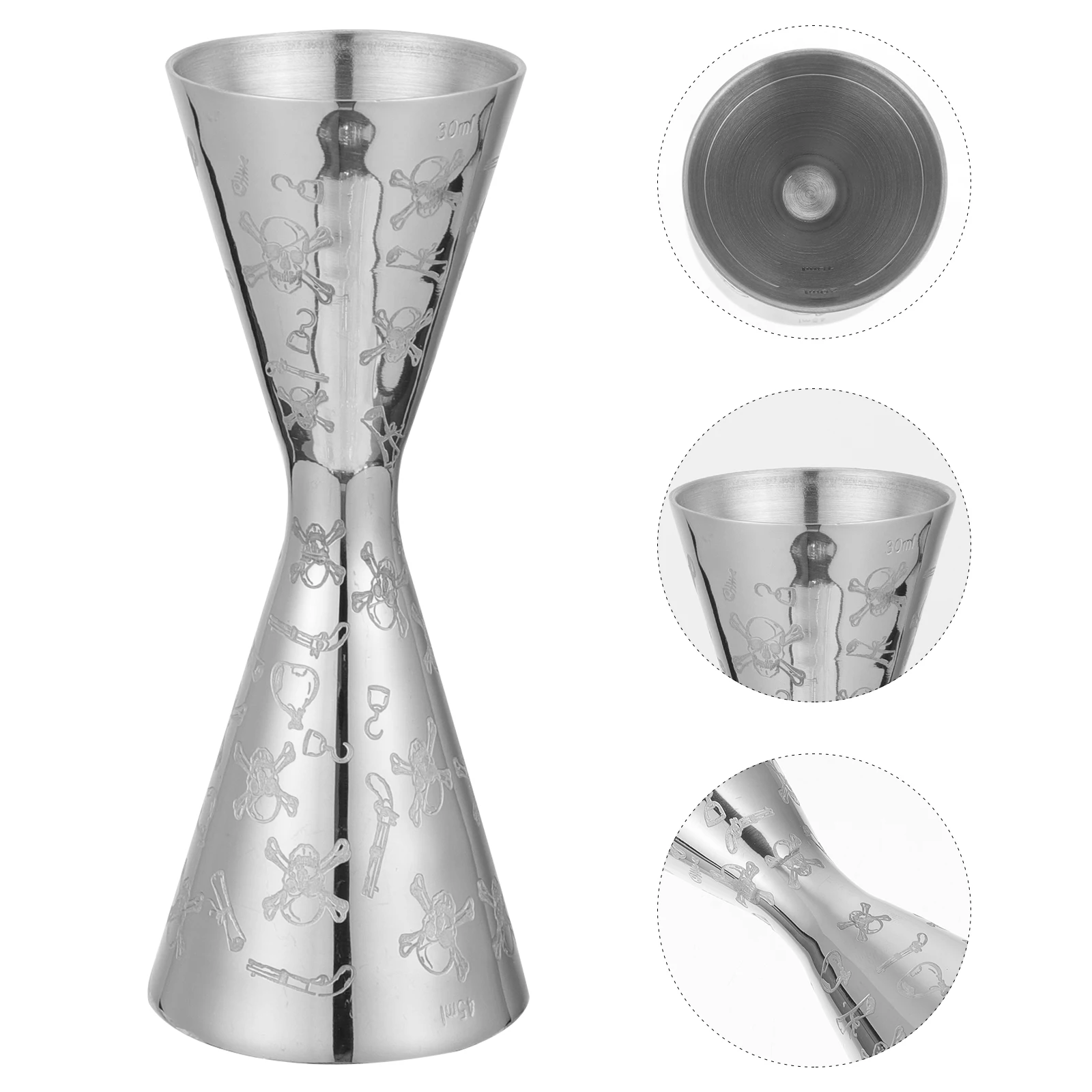 

Stainless Steel Skull Jigger Measuring Cup Ounce Device Double Head Bartending Bar Tool Anti Rust Corrosion Clear Scale