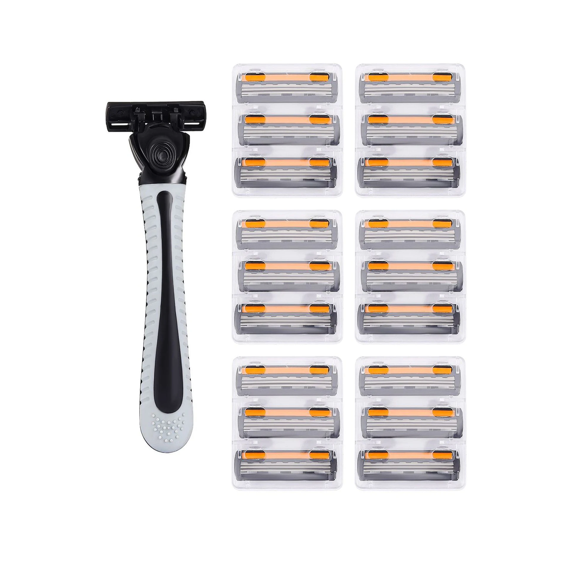 ماكينة حلاقة رجالية من الفولاذ المقاوم للصدأ ماكينة حلاقة ثلاثية الطبقات ماكينة حلاقة قابلة لإعادة الاستخدام شفرة مستوردة أدوات حلاقة احترافية