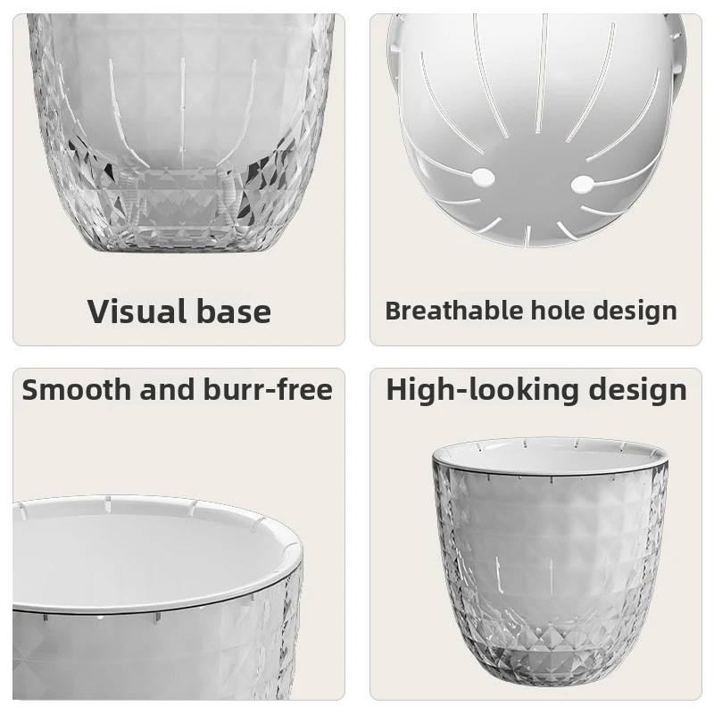 Transparent plastic self-watering flower pot, special hydroponic water storage pot for green plants, imitation glass creative la