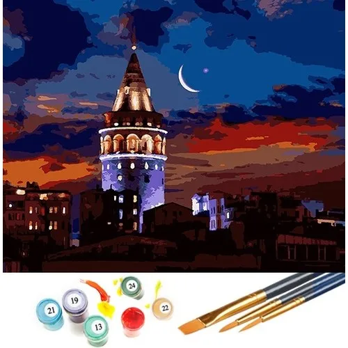 Tabdiko Painting By Numbers Hobby Set Galata Tower 40x50 cm