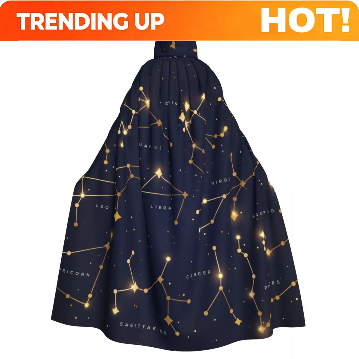 Customization Long Cape Cloak Zodiac Constellations Space With Shiny Sparkling Stars Hooded Cloak Coat Autumn Hoodies