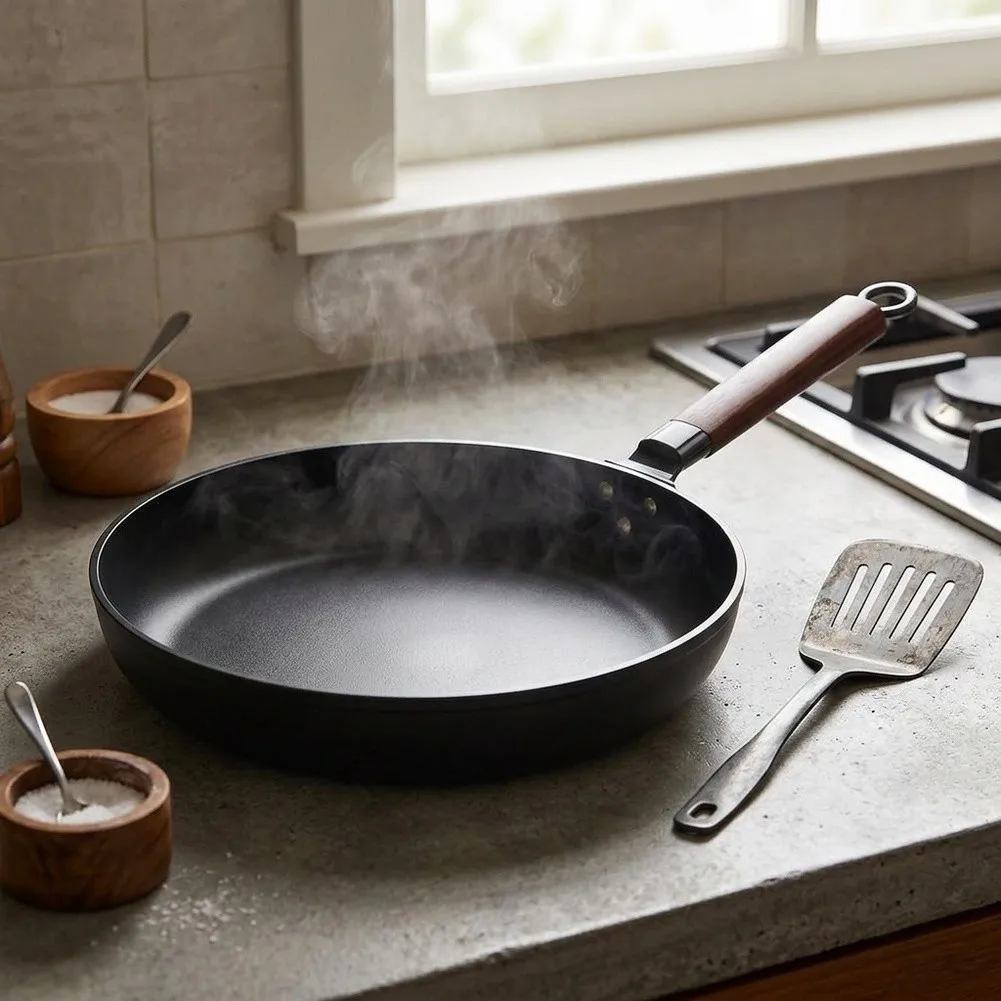 For Stable Stove Placement 24*5cm Flat Bottom Skillet Vintage Style Frying Pan For Kitchen Induction Ready Pan
