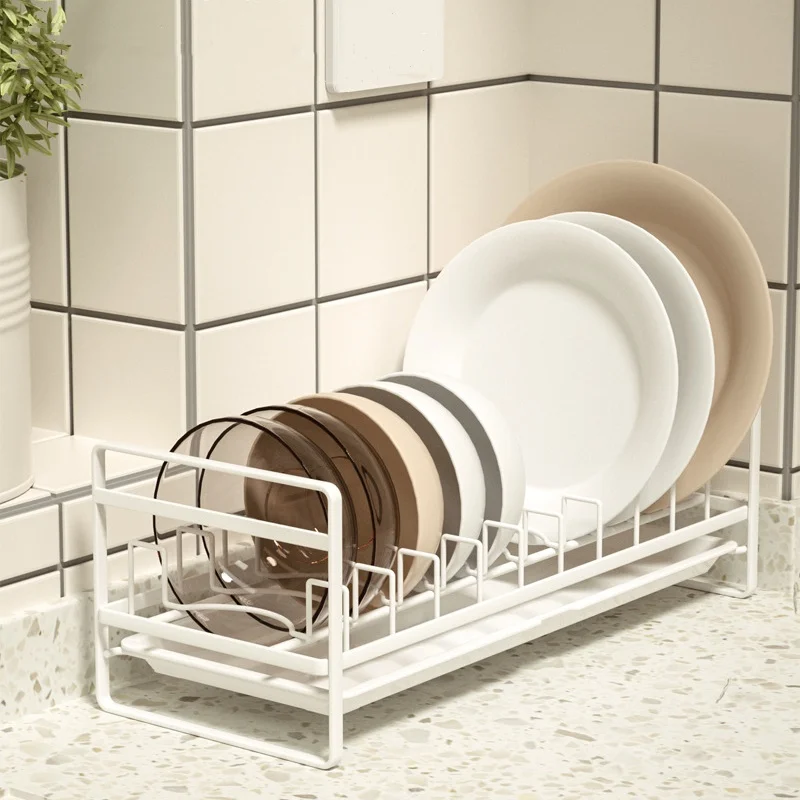 Kitchen Bowl Rack Countertop Metal Drawer Type Bowl and Plates Drain Storage Rack Tableware Sundries Organizer Shelf