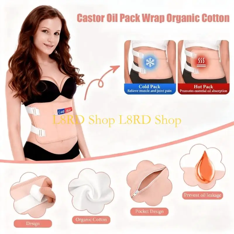 L8RD 12pcs Castor Oil Body Wraps With Adjustable Bands for Shoulder Hands Neck Waist Chest Knees and Feet