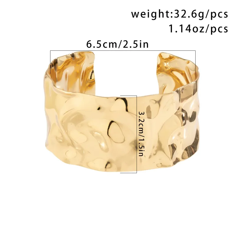 Fashion Charm Punk Geometric Multi-Layer Wide Bracelet Women\'s Trend Exaggerated Open Bangle Hip Hop Party Jewellery Accessories